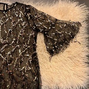 Tulle Sequinned Top with Bell Sleeves